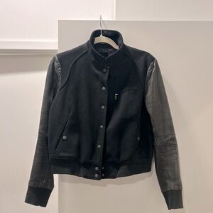 Wool leather bomber jacket